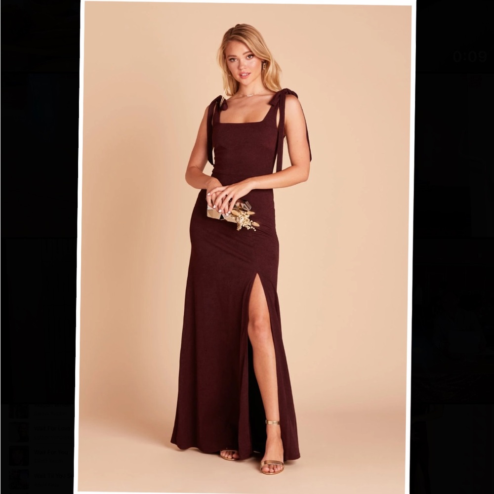Tie-Shoulder Square Neck Maxi Dress in Deep Brown